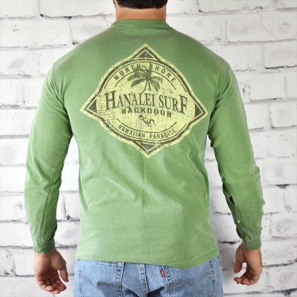 Gildan Garment Dyed North Shore Hanalei Backdoor Surf Shop Graphic Tee - Picture 3 of 4
